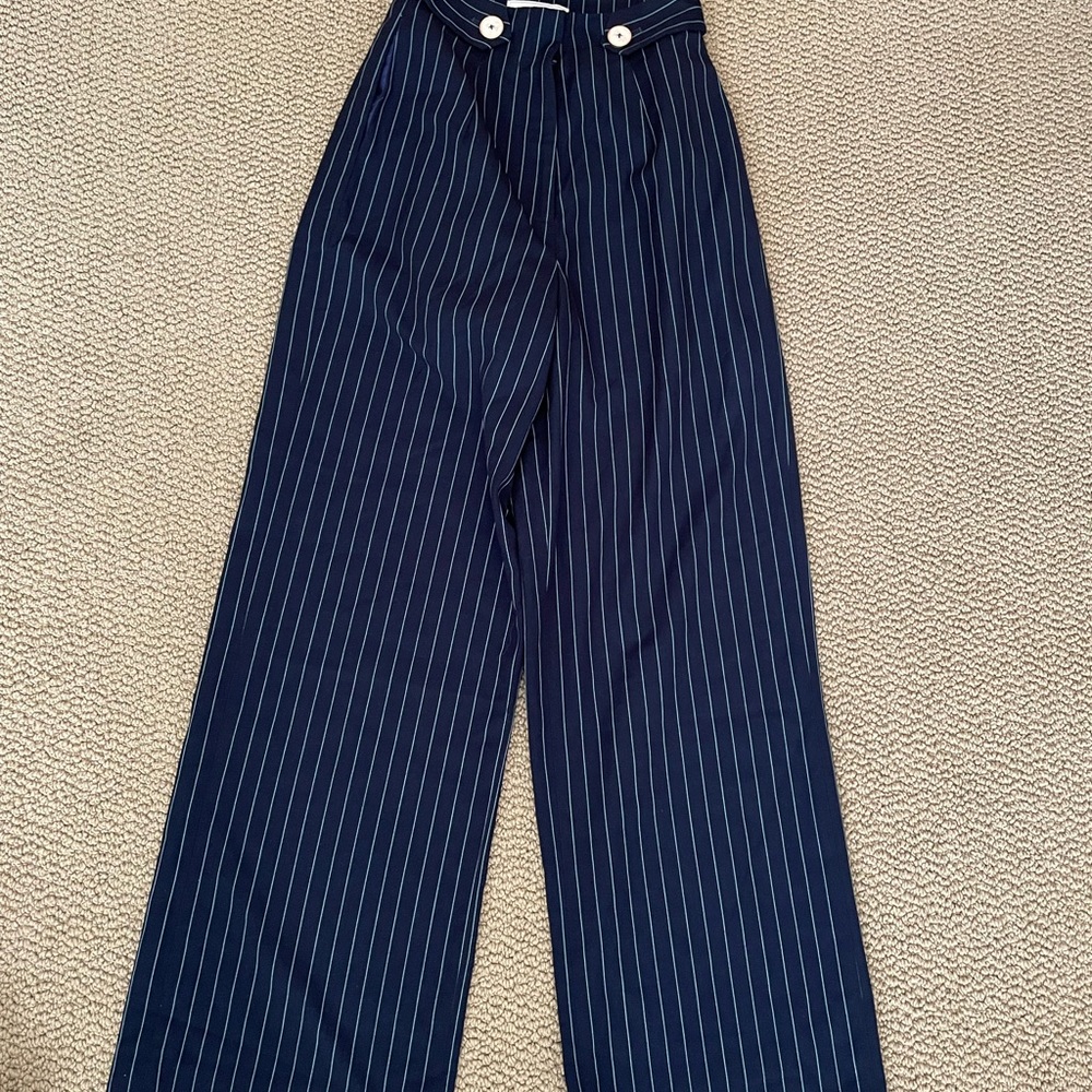 Navy Blue Striped Pants Size XS